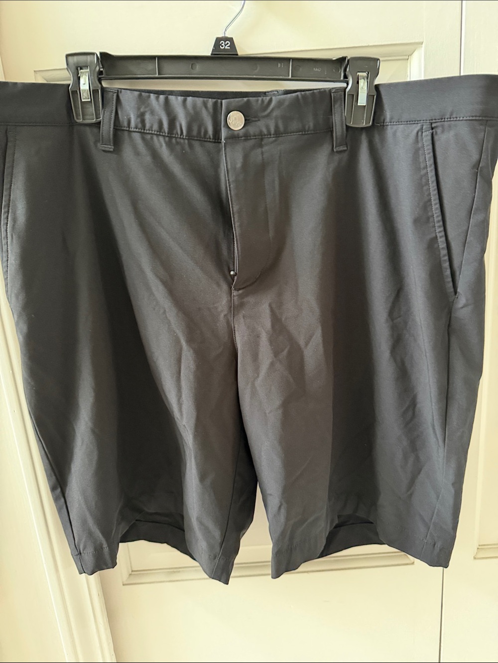 adidas Men's Black Flat Front Athletic Shorts performance golf shorts 8 1/2 inch